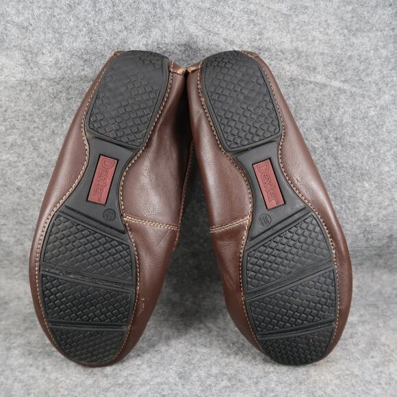 Dexter Shoes Mens 10.5 Casual Loafer Slip On Leather Brown Moc Toe Driving Flats